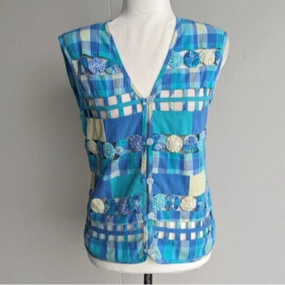 Vintage Koret pastel lattice button down vest